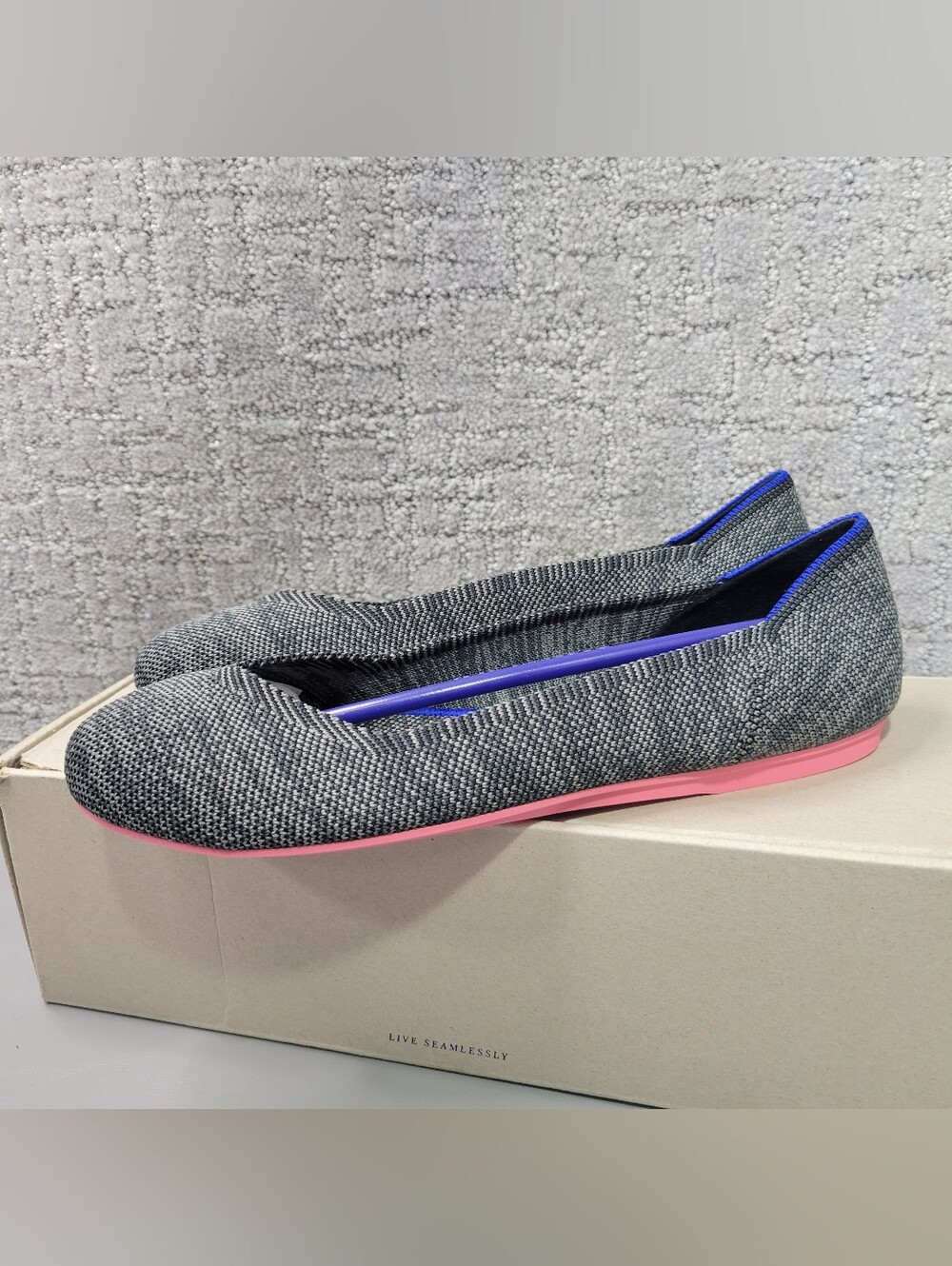 Rothy’s The Flat Women's Size US 7.5 Charcoal Birdseye Slip On Shoes - Picture 4 of 9
